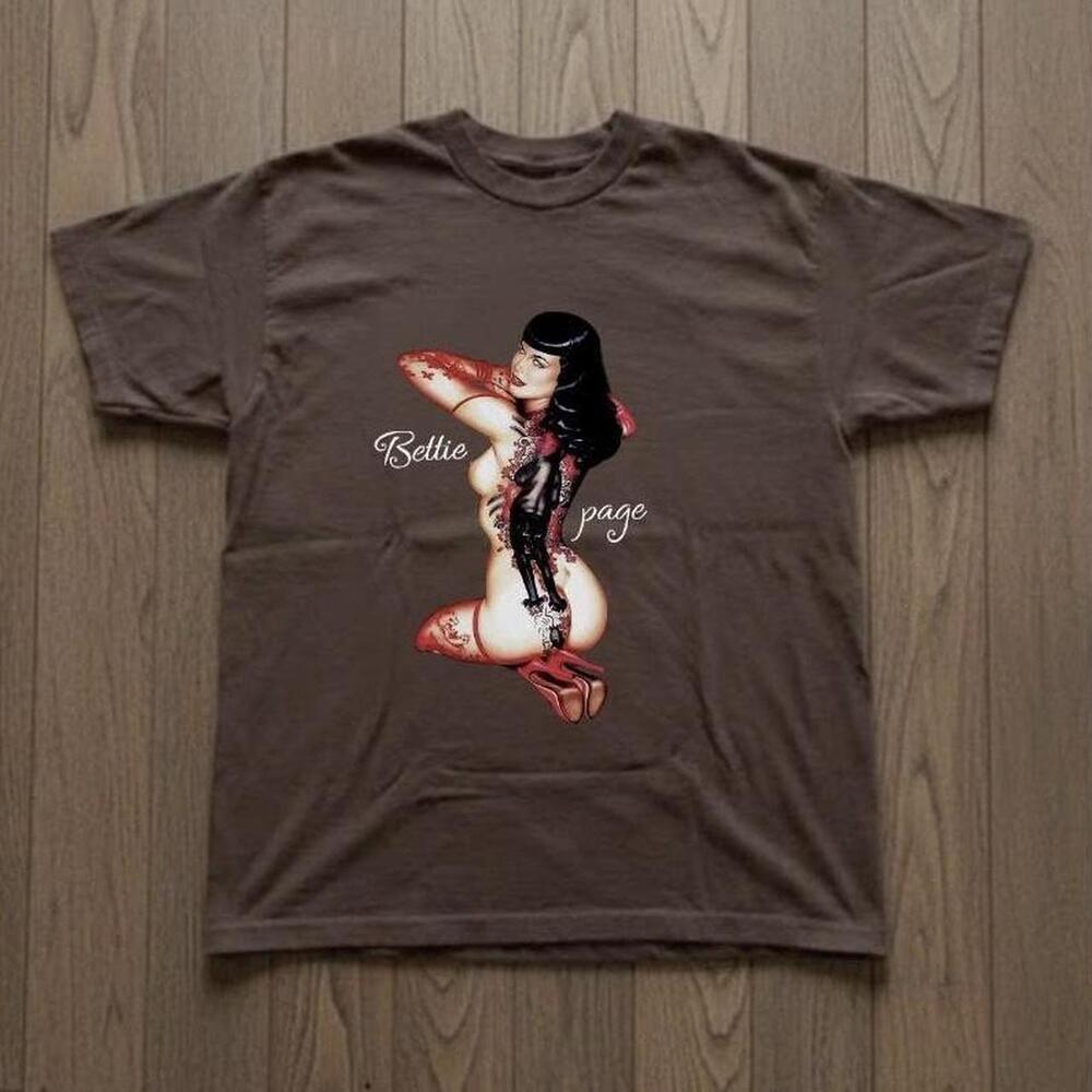 Brown Bettie Page Pinup Girl Tee